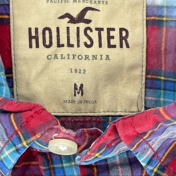 Hollister Mens Checkered Cotton Button Down Shirt Size M - Picture 7 of 7